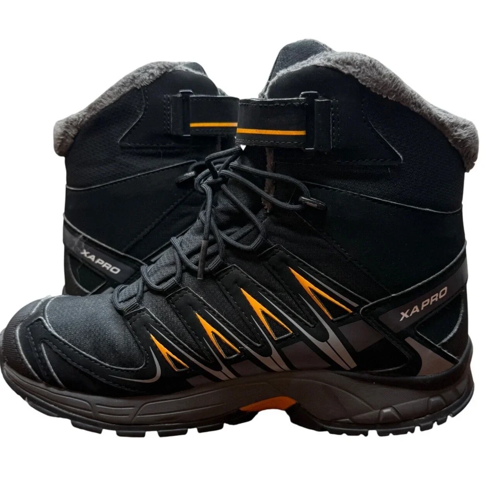 Salomon XA Pro CS Waterproof Winter Boots Faux Fur Lined Black Orange Mens 5.5